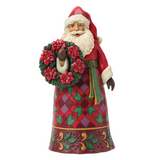 Jim Shore Jim Shore Santa with Wreath & Poinsettia Figurine