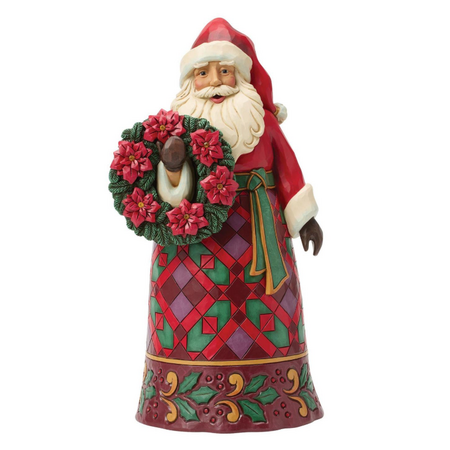 Jim Shore Jim Shore Santa with Wreath & Poinsettia Figurine