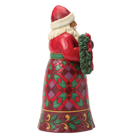 Jim Shore Jim Shore Santa with Wreath & Poinsettia Figurine