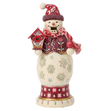 Jim Shore Jim Shore Snowman Nutcracker Red & Pink Figurine