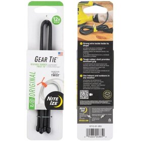 Nite IZE Gear Tie 12"-Black 2PK