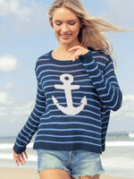 Wooden Ships Anchor Striped Crew Cotton