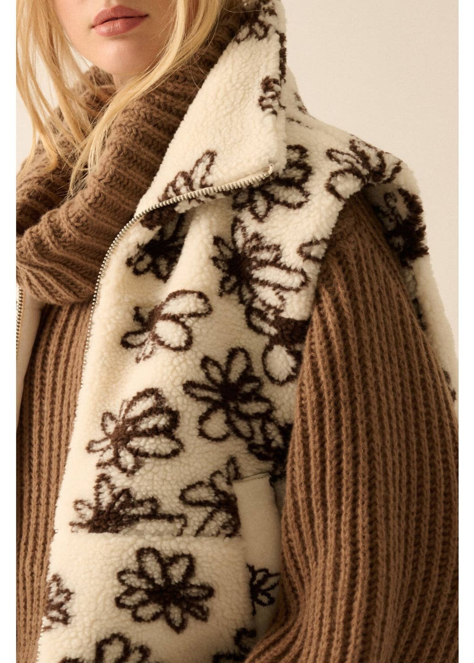 Promesa USA Floral-Print Fleece Zip-Up Pocket Vest