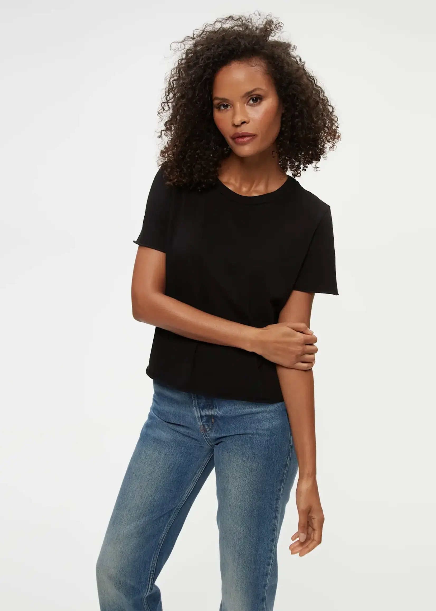 Michael Stars Jackie Raw Edge Crew Neck Tee