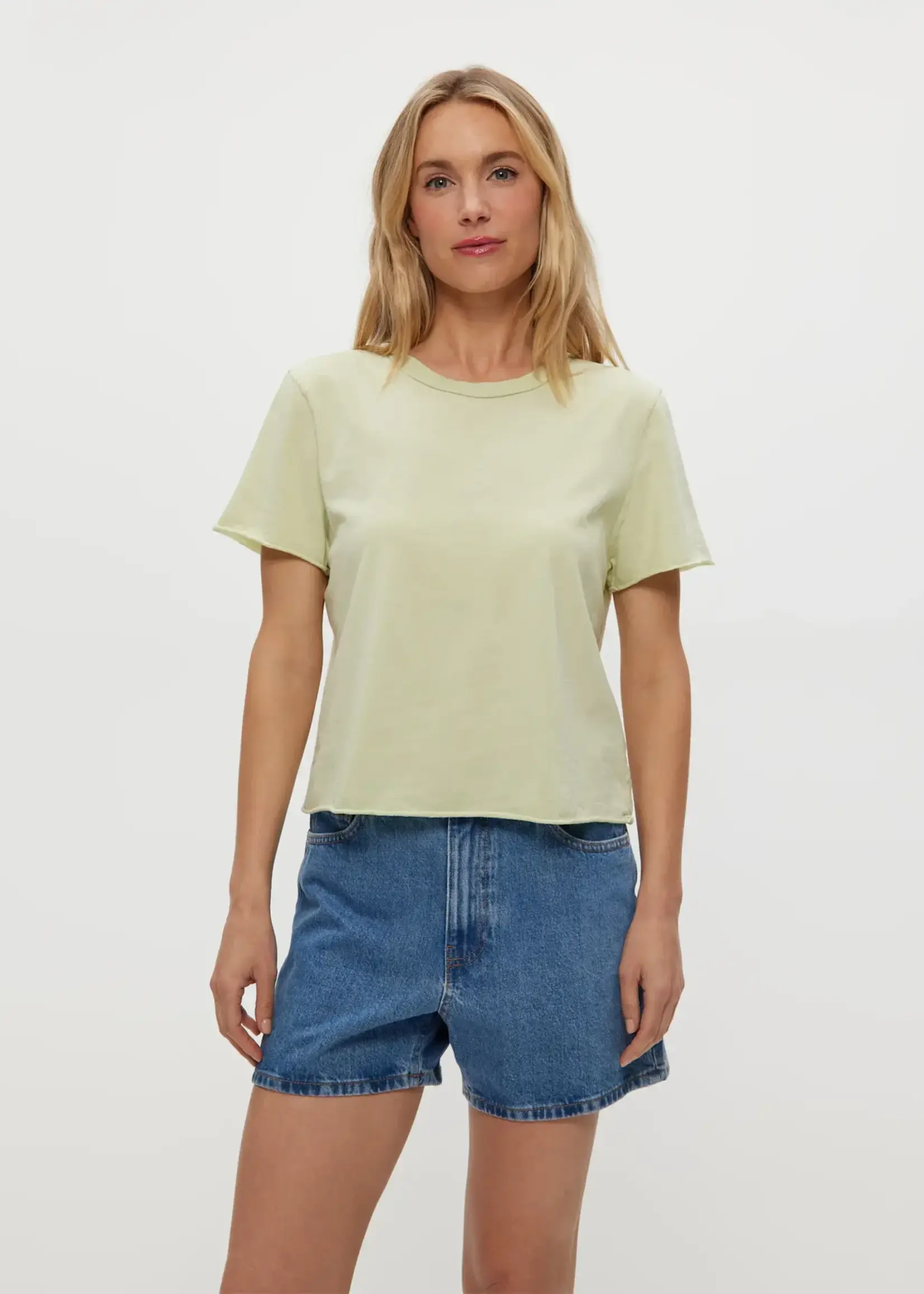 Michael Stars Jackie Raw Edge Crew Neck Tee