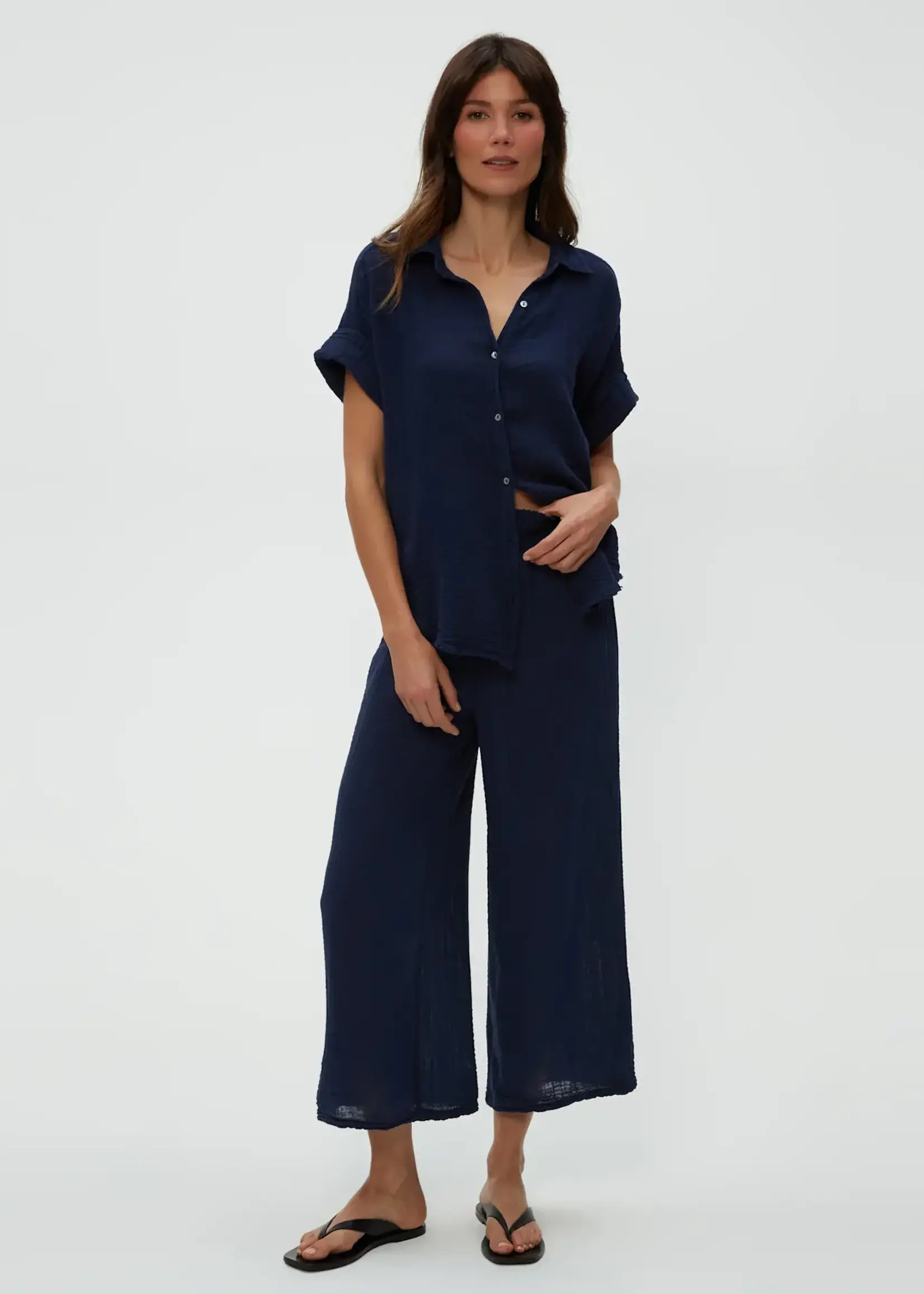 Michael Stars Medina Smocked Waist Cropped Pant
