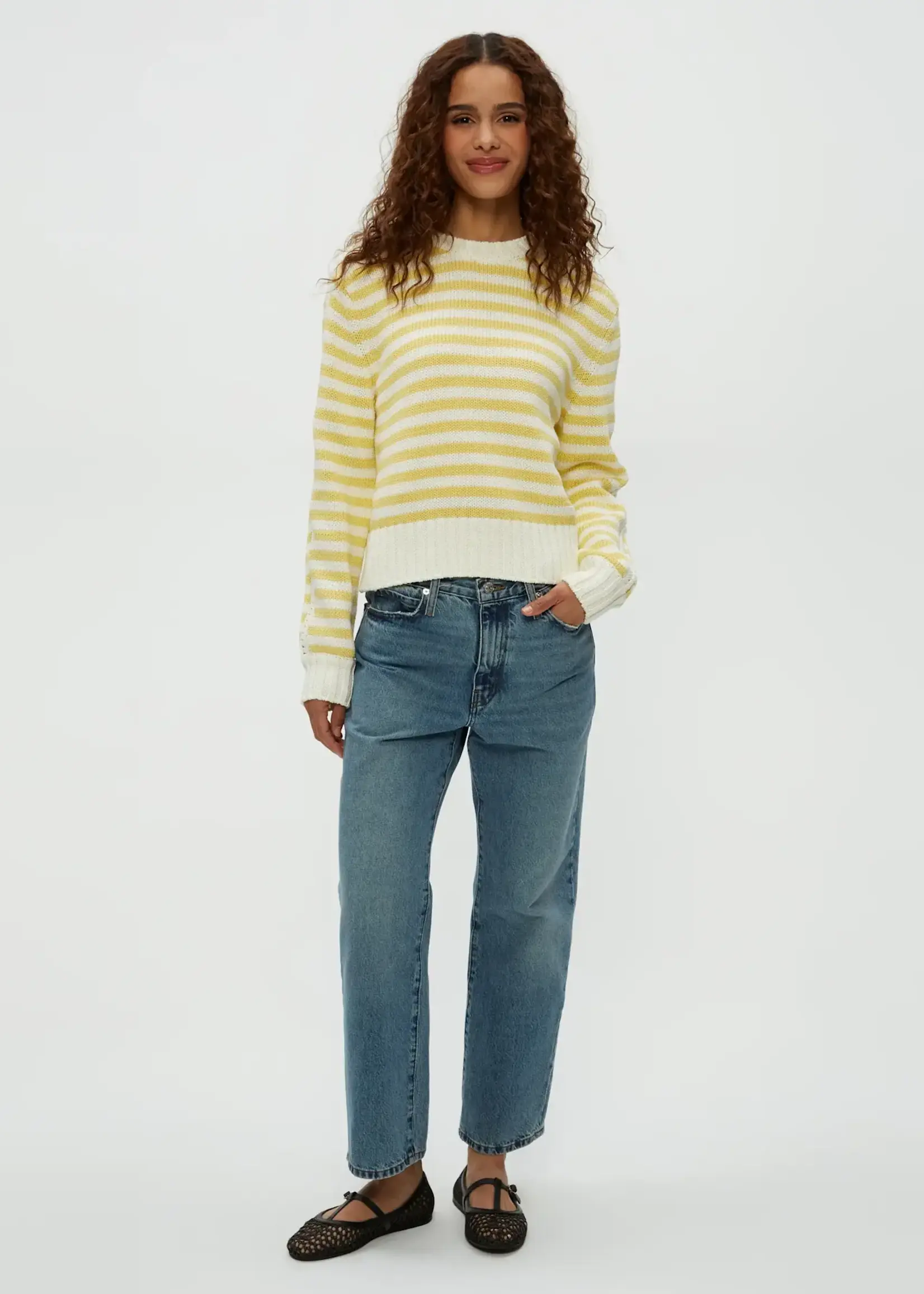 Michael Stars Merle Striped Crew Neck Sweater