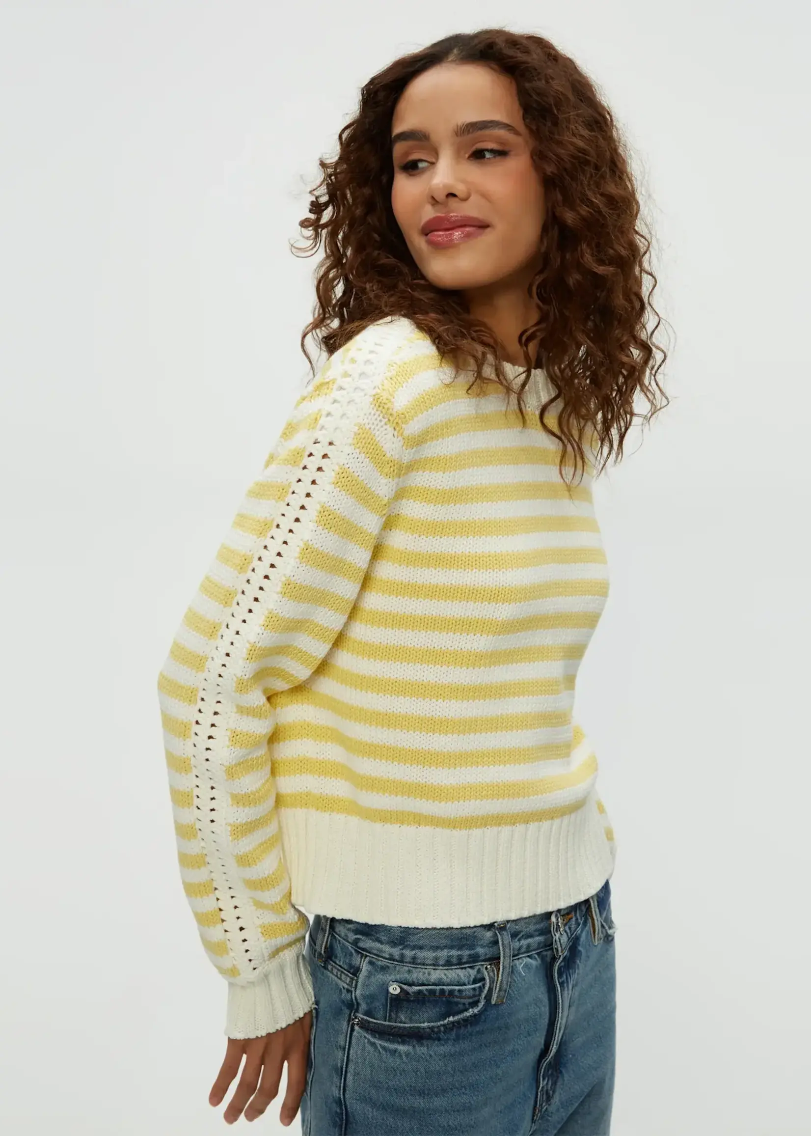 Michael Stars Merle Striped Crew Neck Sweater