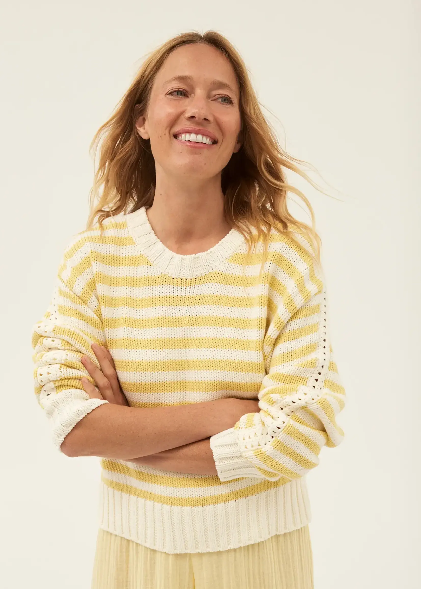 Michael Stars Merle Striped Crew Neck Sweater