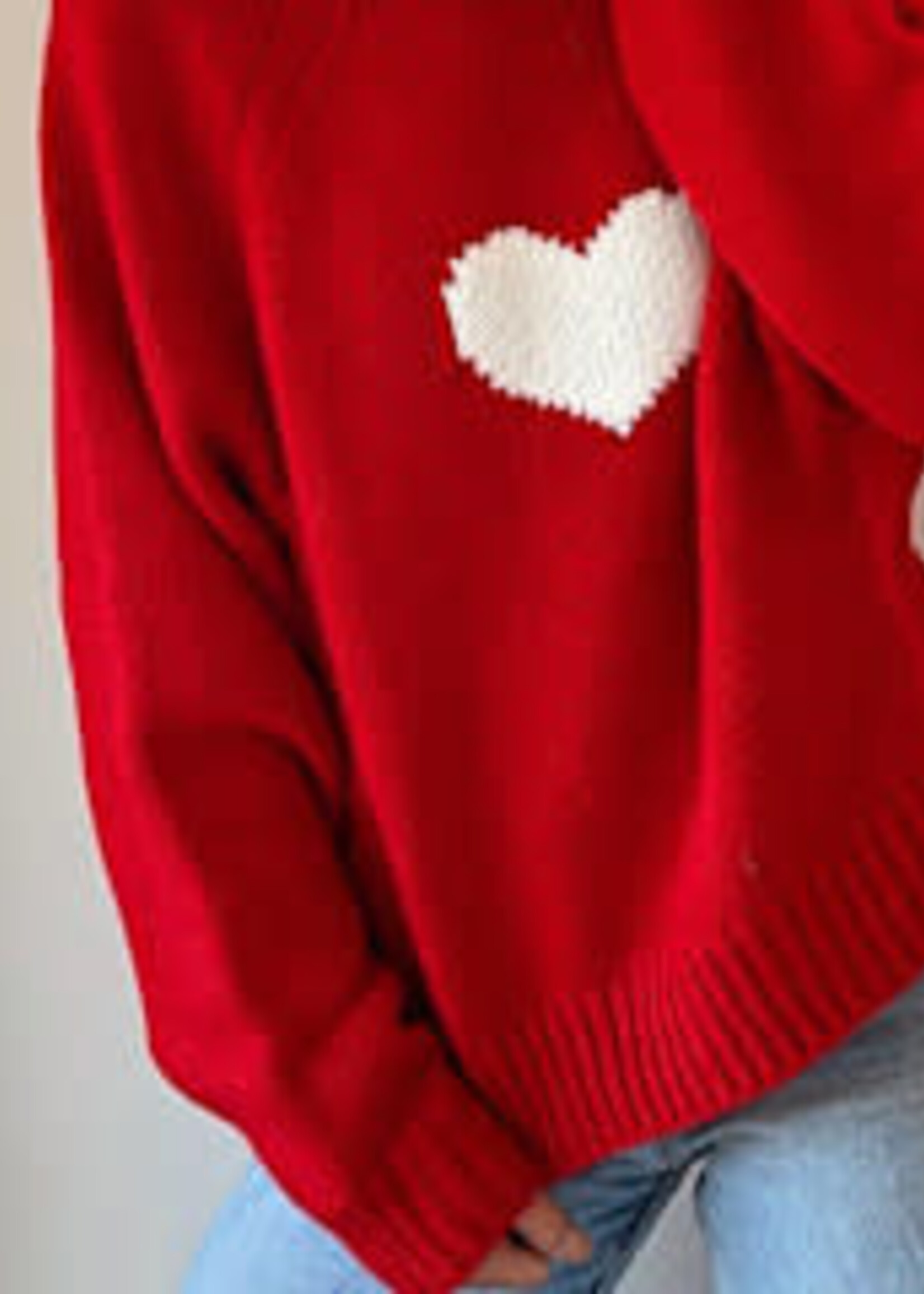 Pink Pineapple Chunky Valentines Day Heart  Sweater