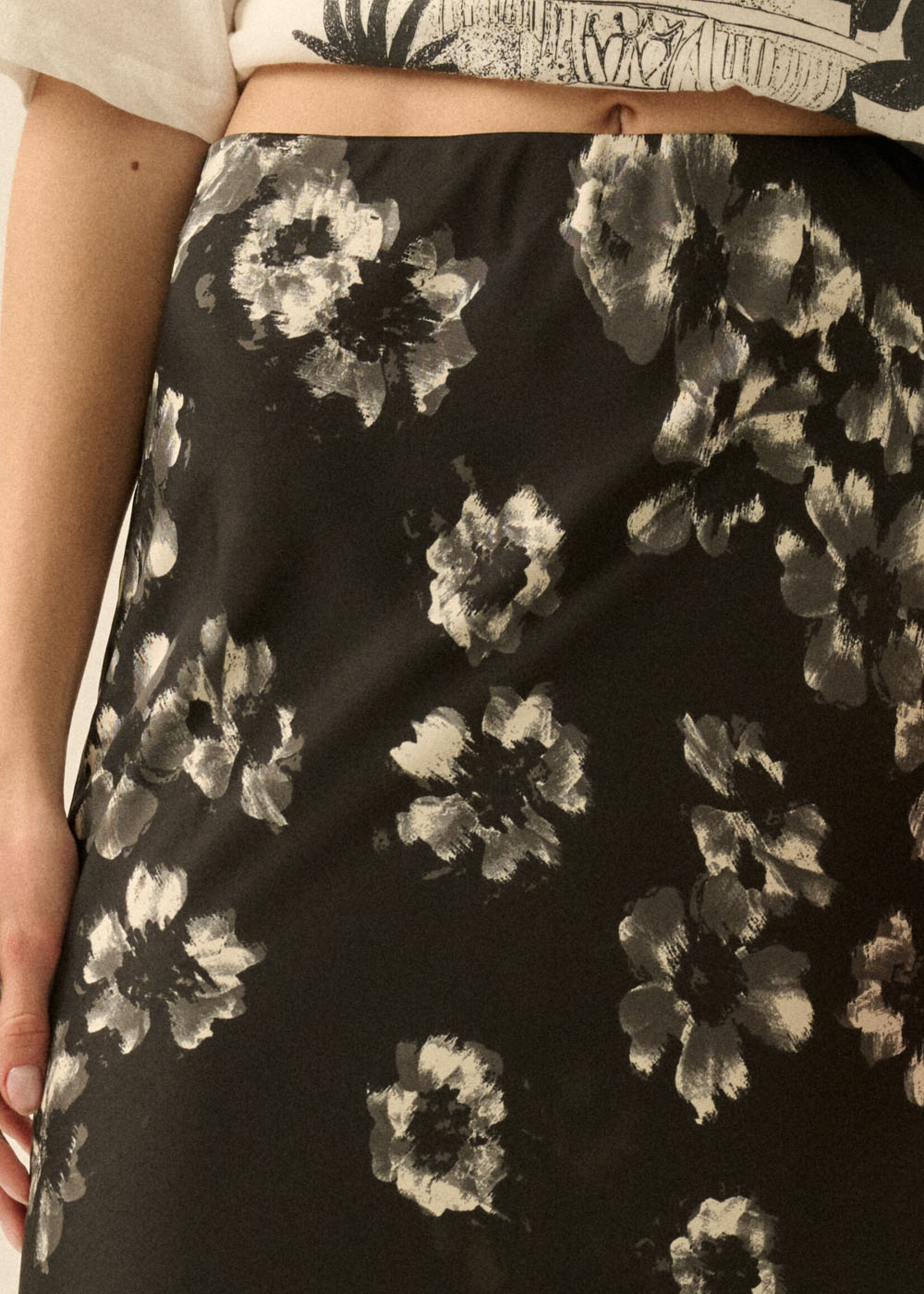 Promesa USA Floral Satin Maxi Skirt