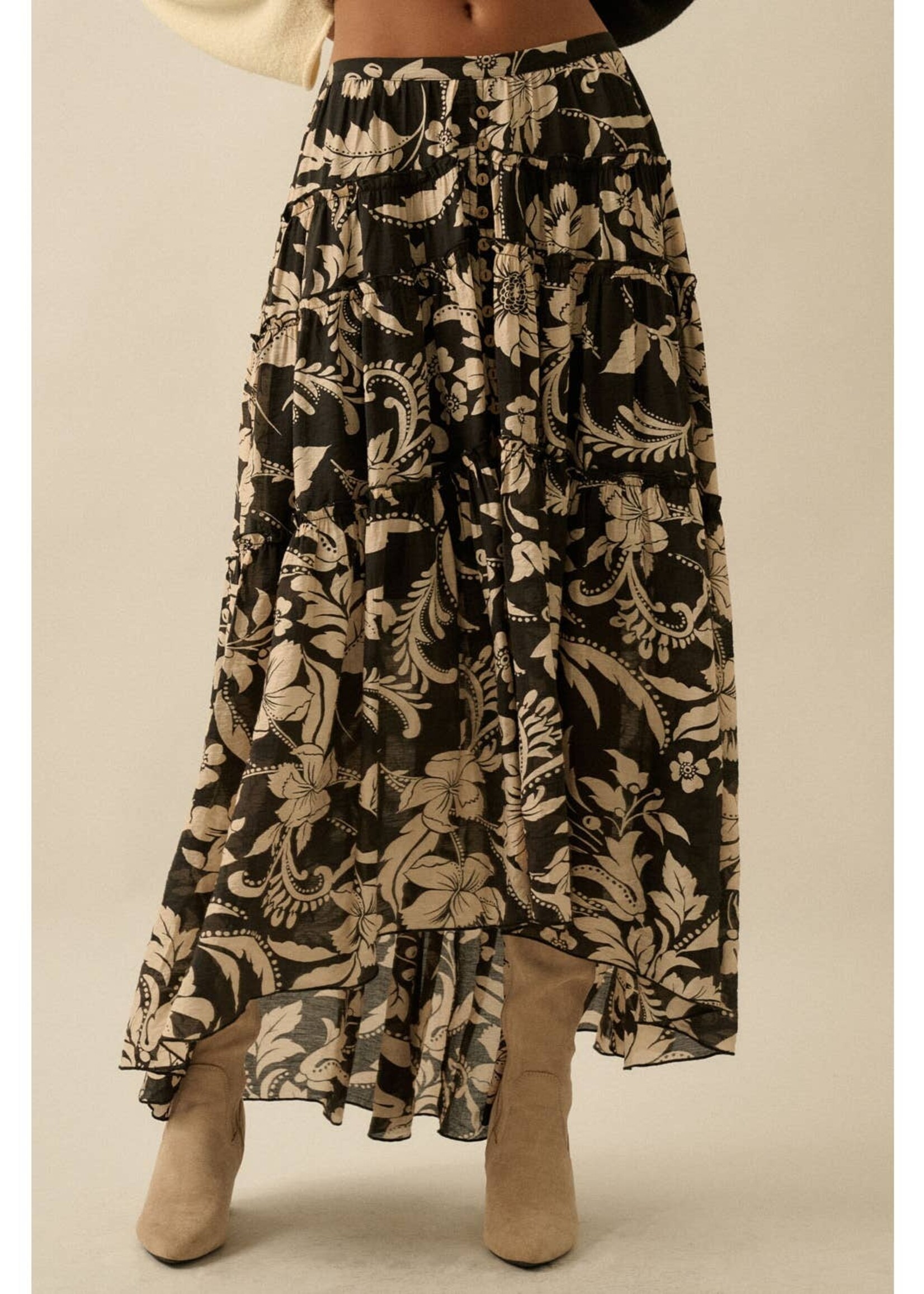 Promesa USA Ruffle Maxi Skirt Floral