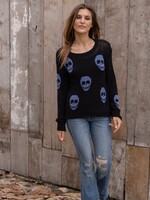 Wooden Ships Multiple Skulls Crew Cotton Black/Denim
