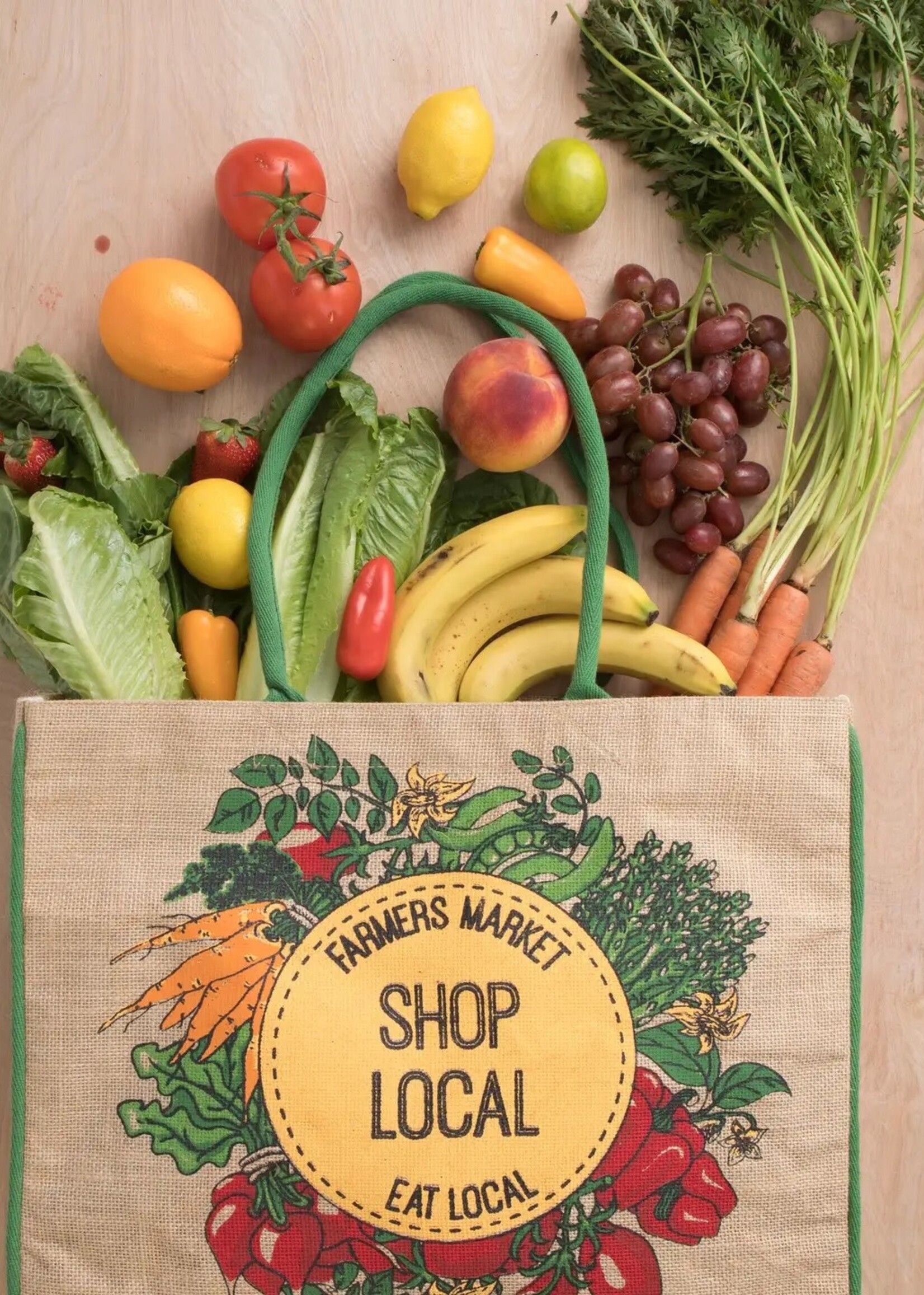 Mona B Burlap Tote - Shop Local