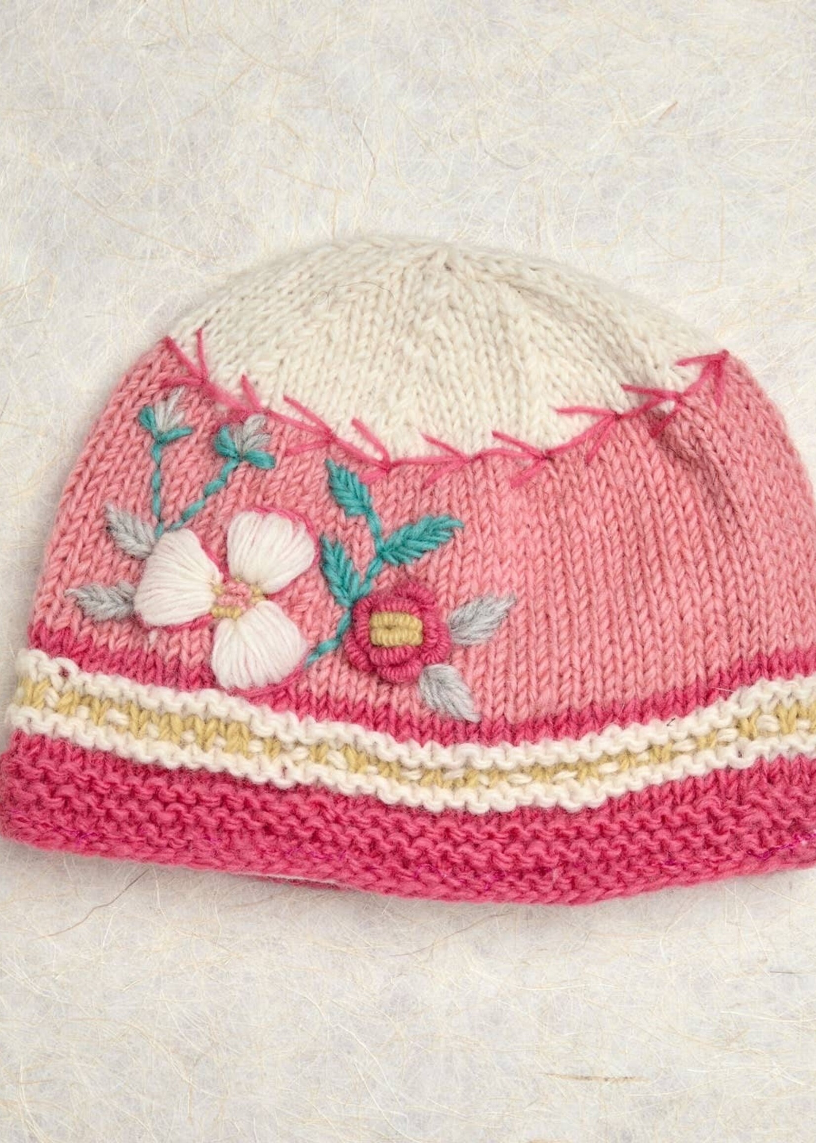 By Many Hands Color Block Blush Knit Beanie