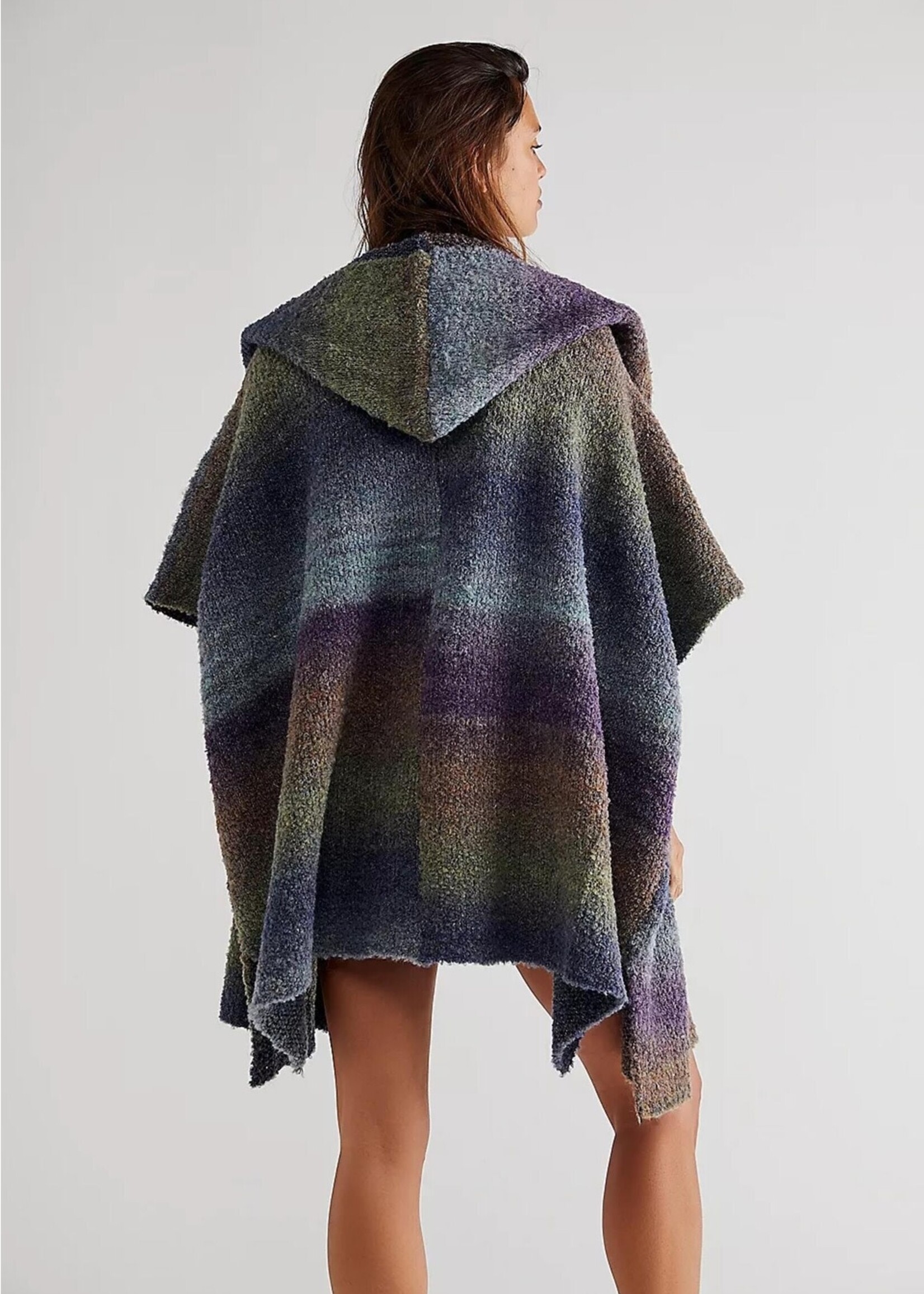 Saachi Hooded Gradient Striped Kimono - Blue