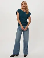 Michael Stars Joni Crew Neck Power Shoulder Top Rainforest