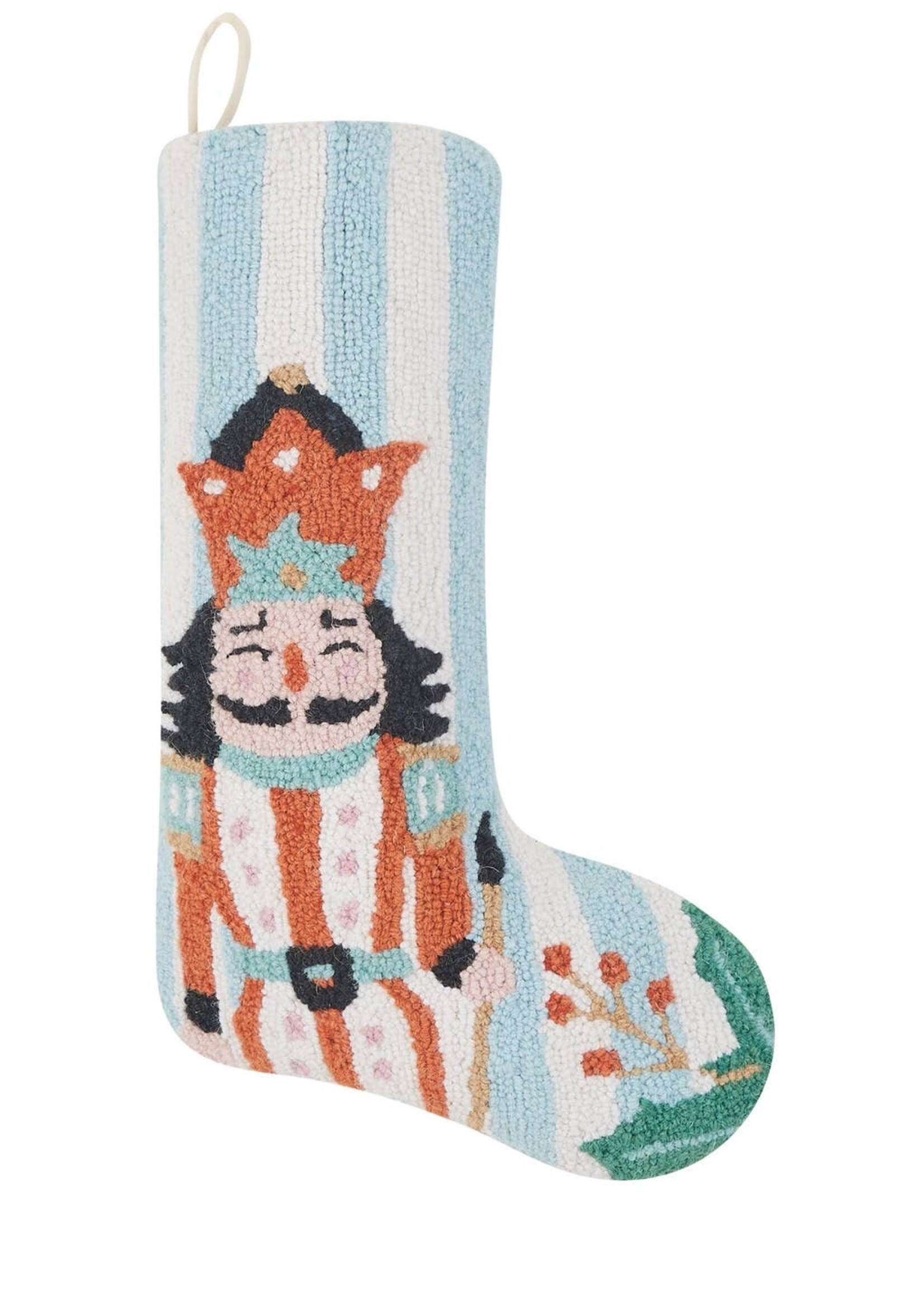 Peking Handicraft Stocking Holly Stripe Nutcracker