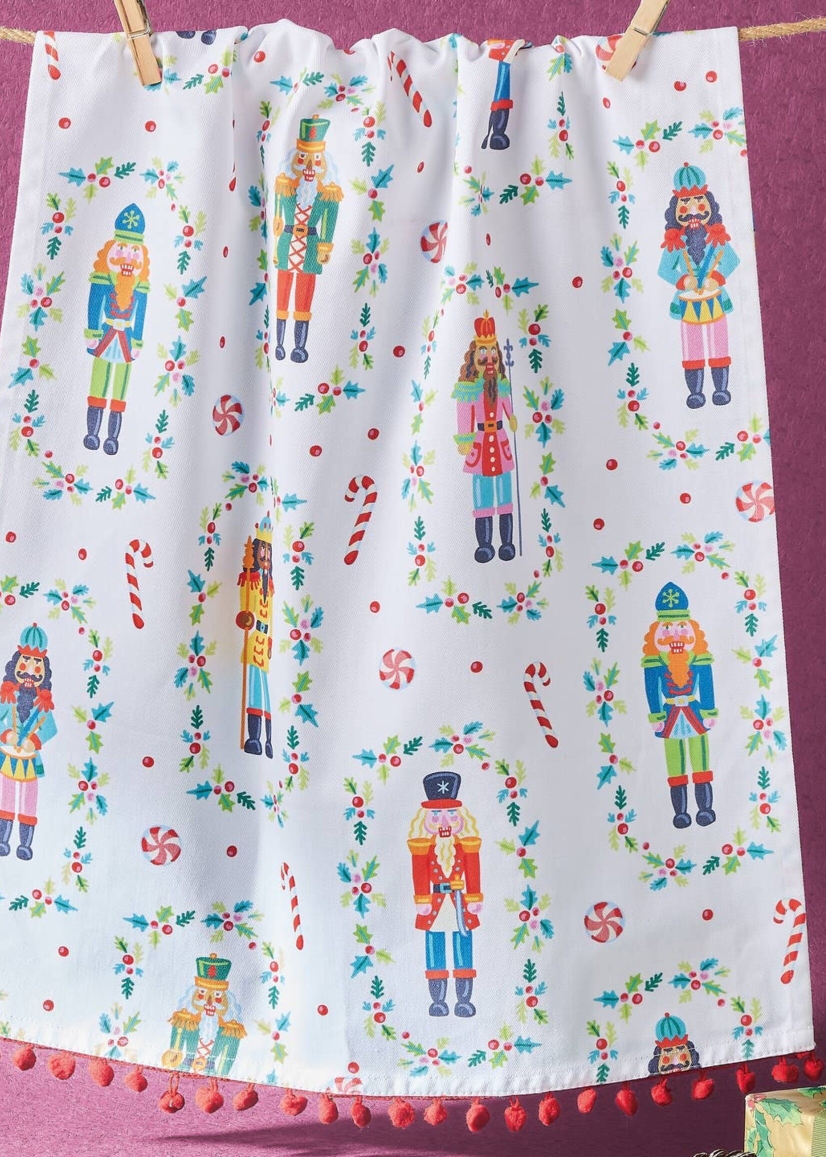 Peking Handicraft Dish Towel Nutcrackers W/Pom Pom