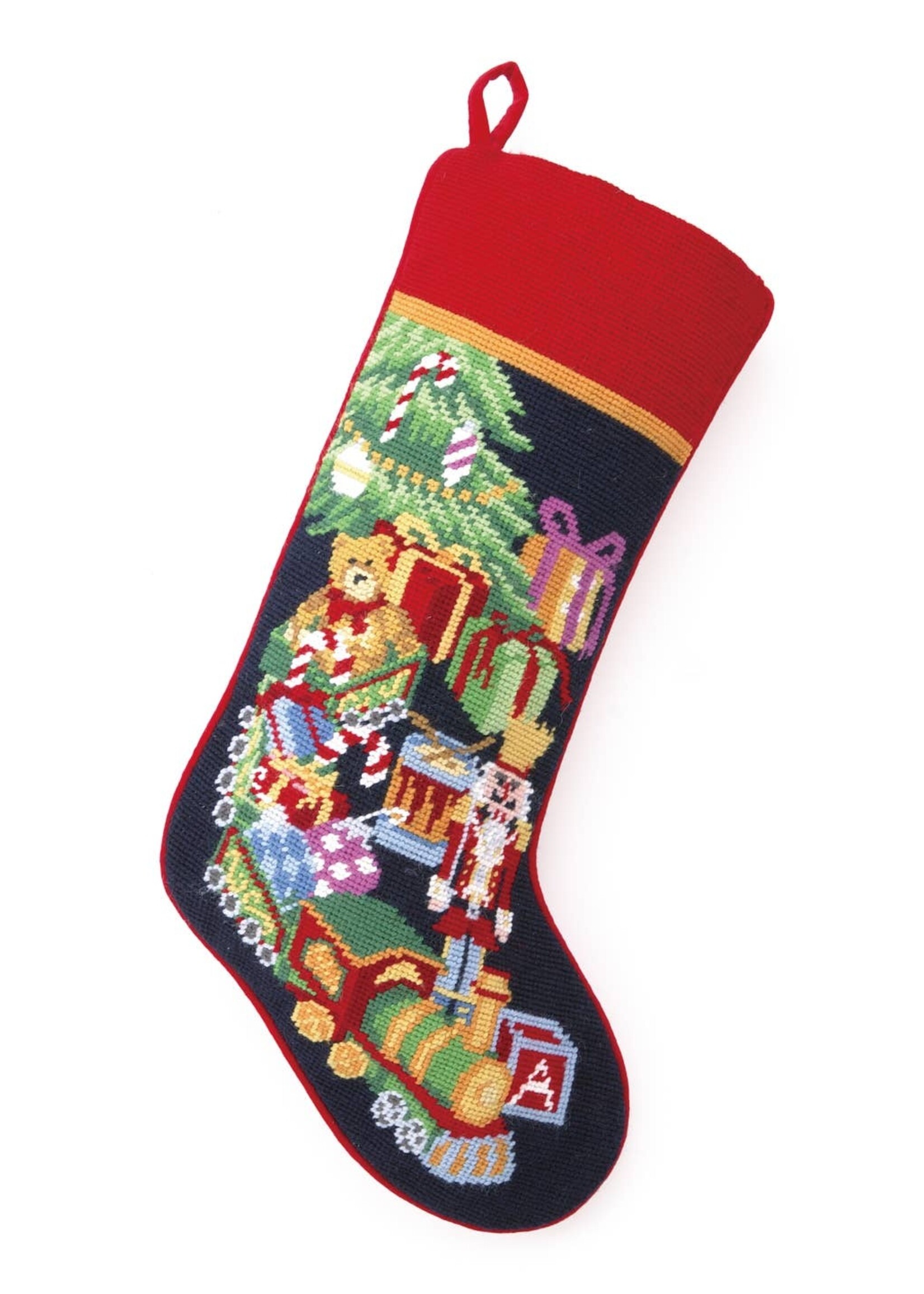 Peking Handicraft Stocking  Needlepoint Toy Train