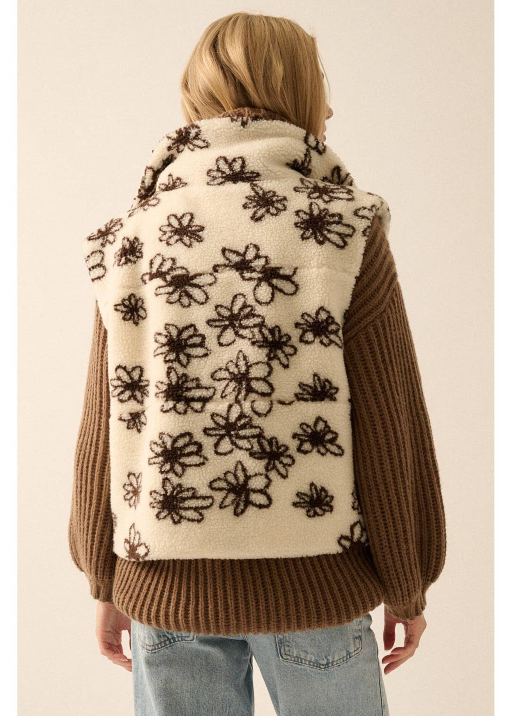 Promesa USA Floral-Print Fleece Zip-Up Pocket Vest