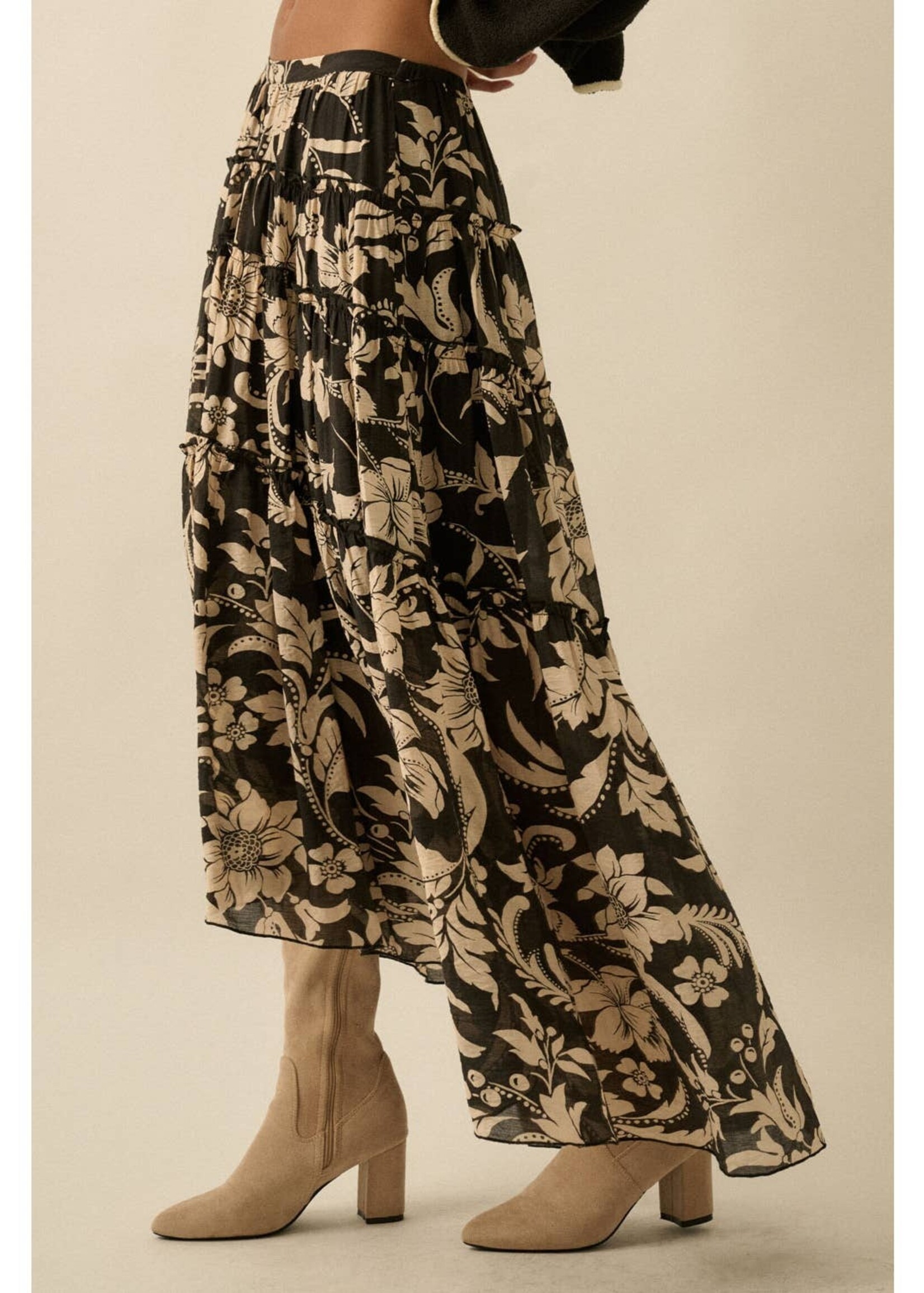 Promesa USA Ruffle Maxi Skirt Floral
