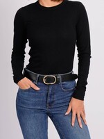 Amsterdam Heritage Elise Classic Leather Belt with Gold Oval Buckle