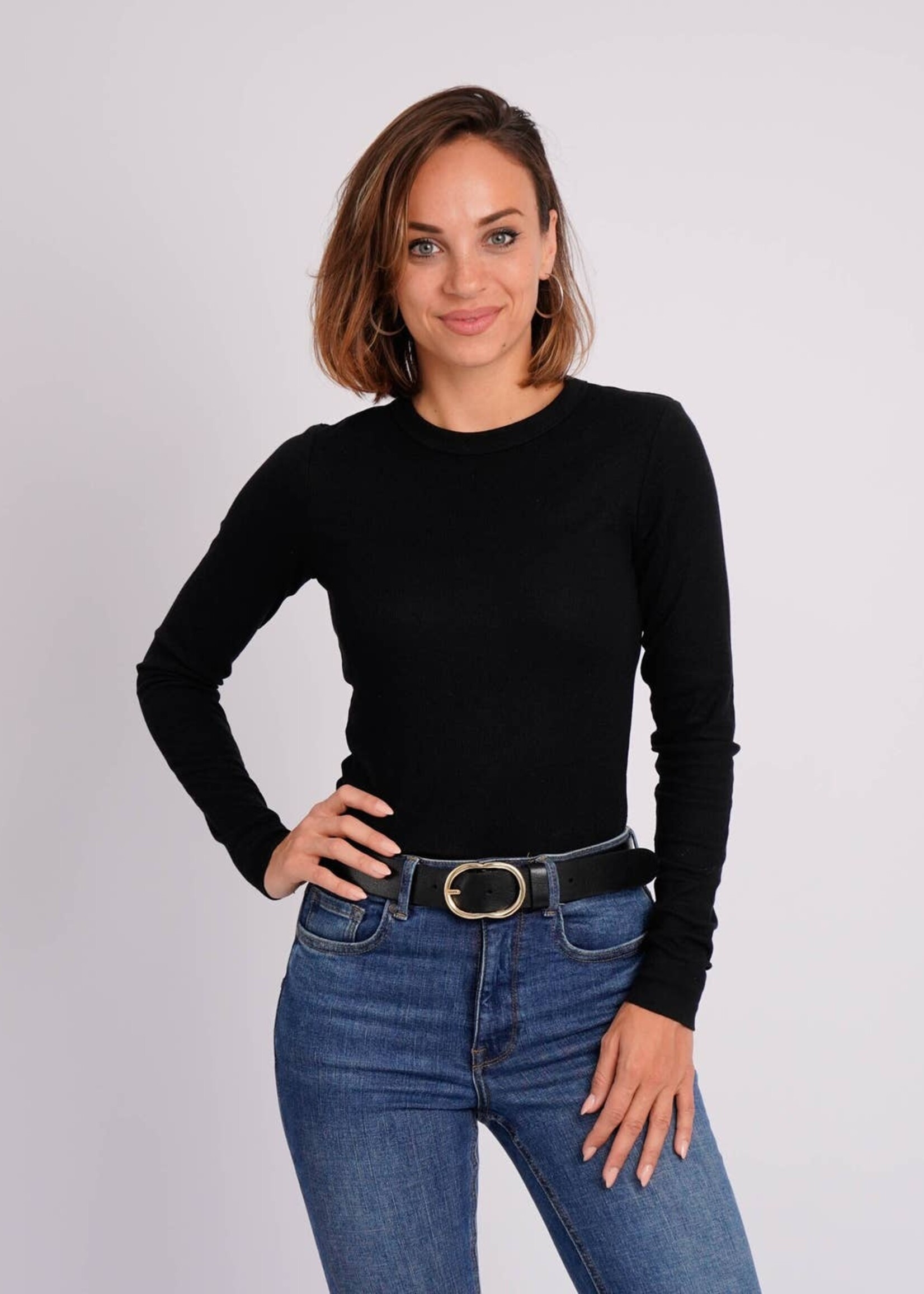 Amsterdam Heritage Elise Classic Leather Belt with Gold Oval Buckle