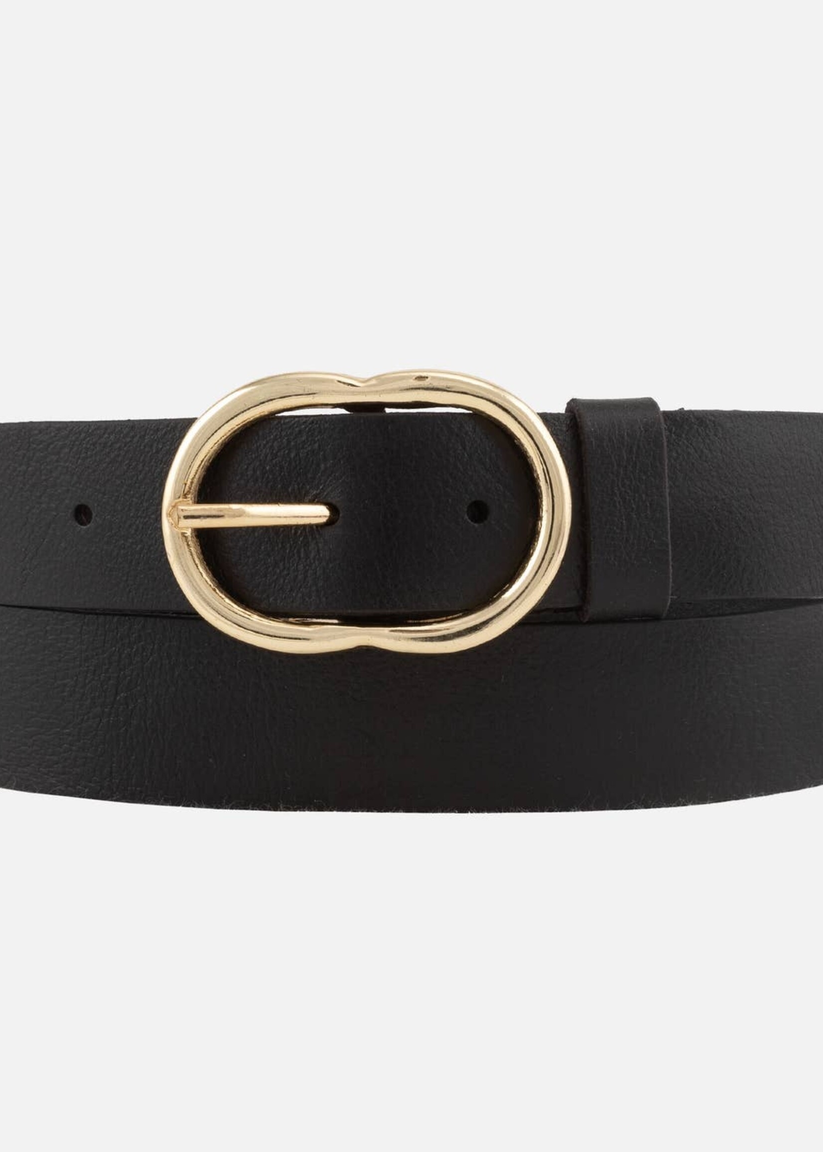 Amsterdam Heritage Elise Classic Leather Belt with Gold Oval Buckle