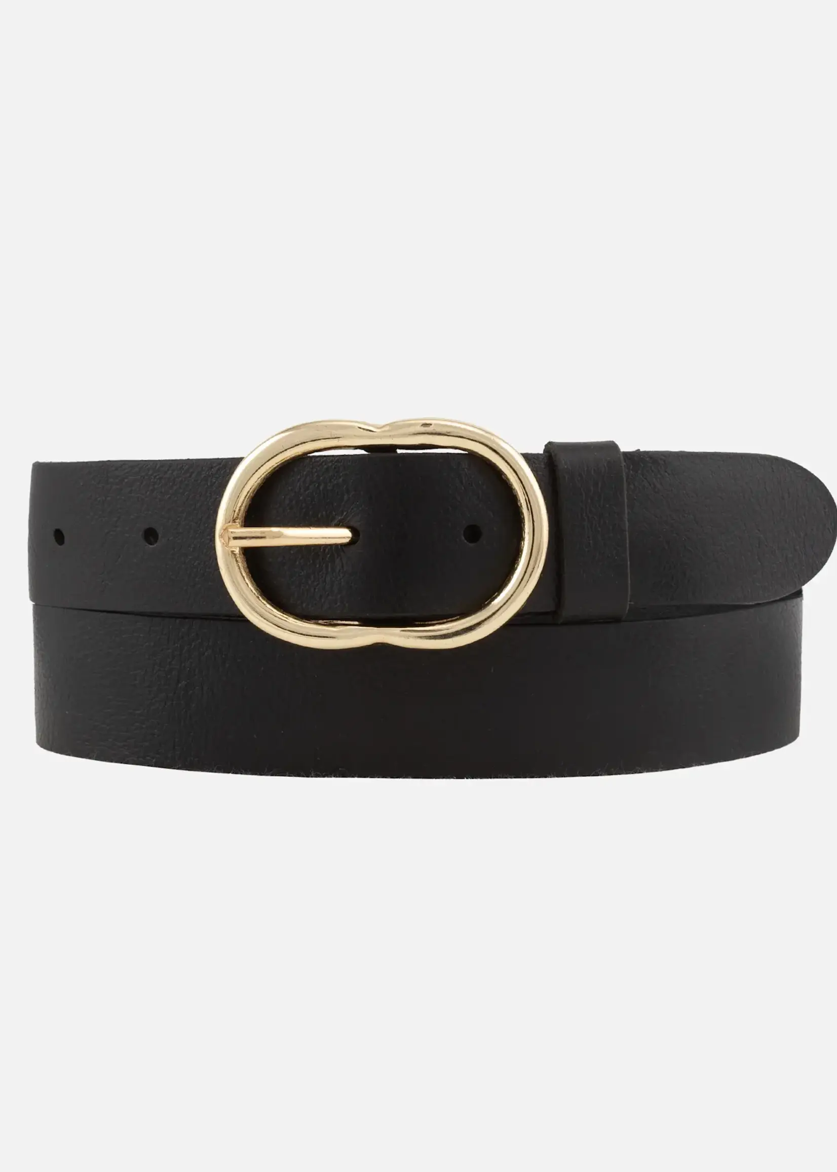 Amsterdam Heritage Elise Classic Leather Belt with Gold Oval Buckle