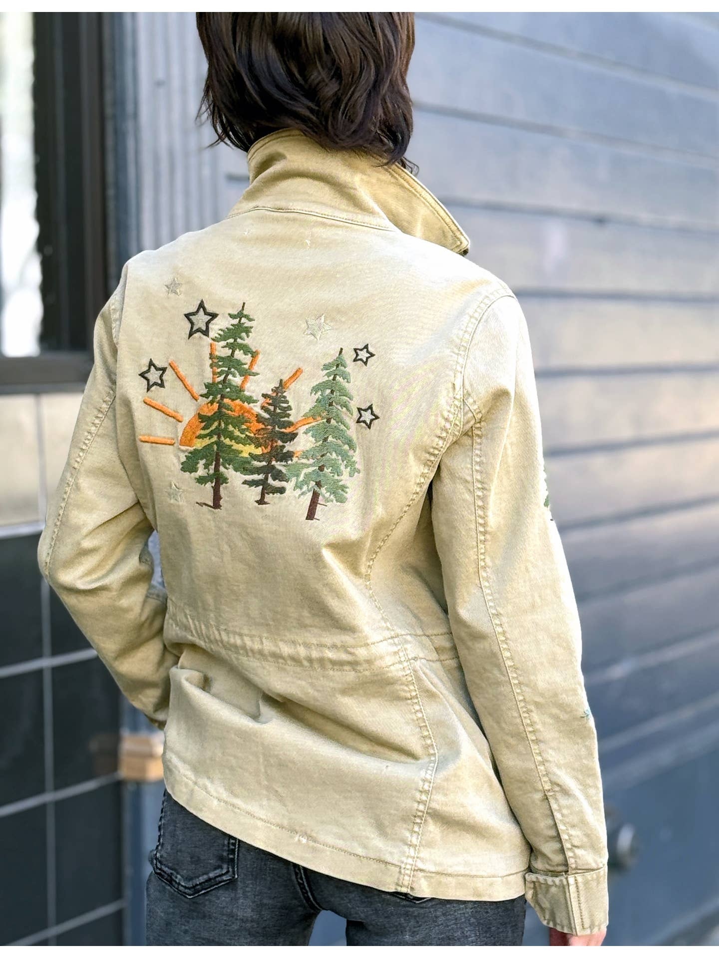 Tree Design Track Jacket Billy T Happy Trees Embroidered Jacket - Workers & Dreamers