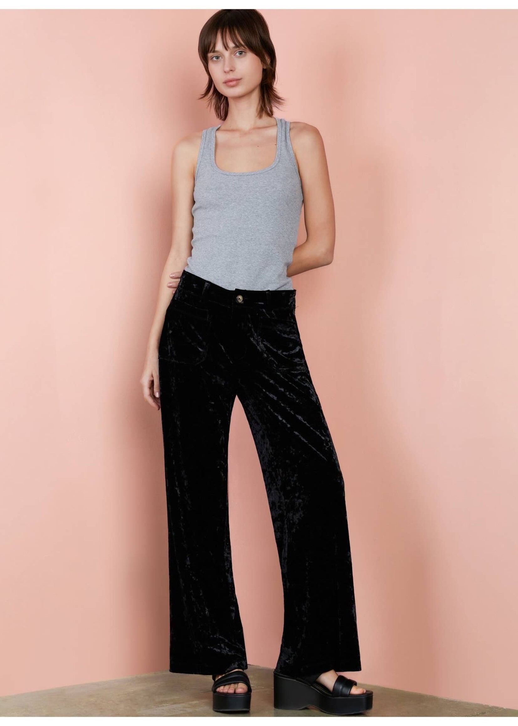 Billy T Velvet Wide-Leg Pant Black