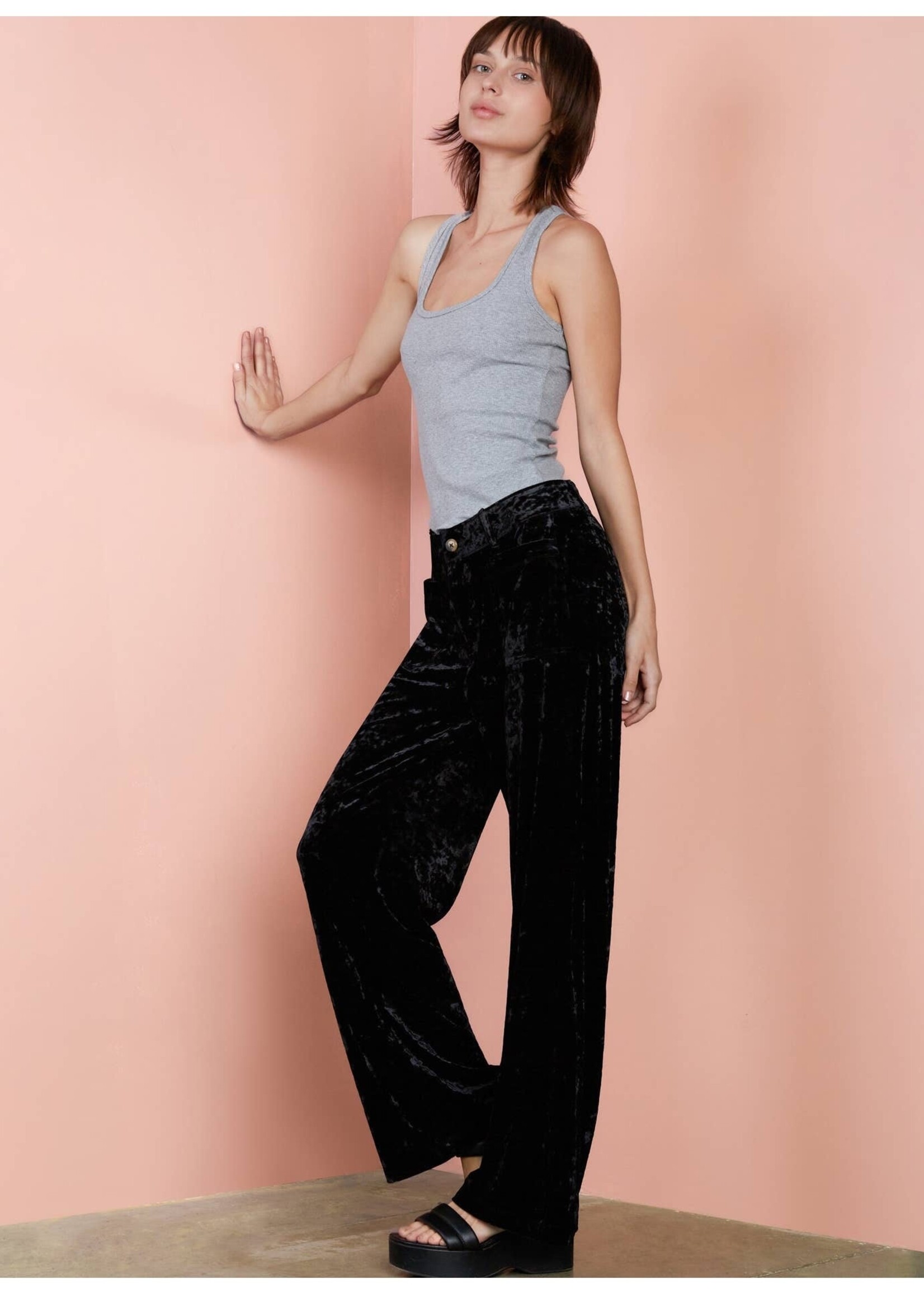 Billy T Velvet Wide-Leg Pant Black