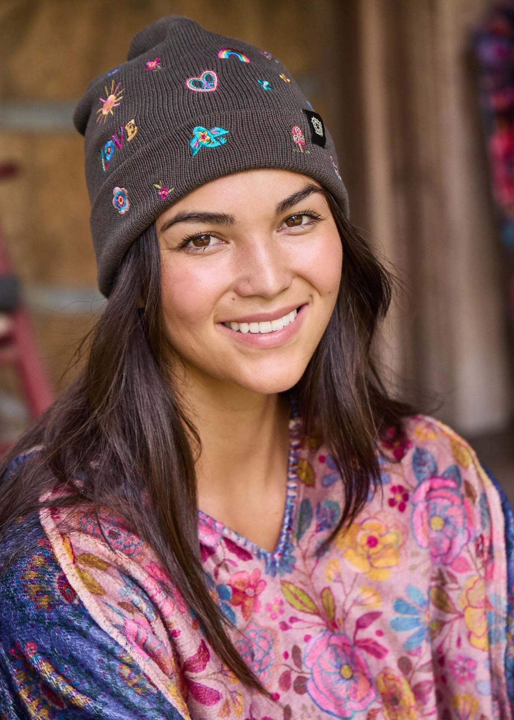 Beanie Embroidered Charcoal Fave Things