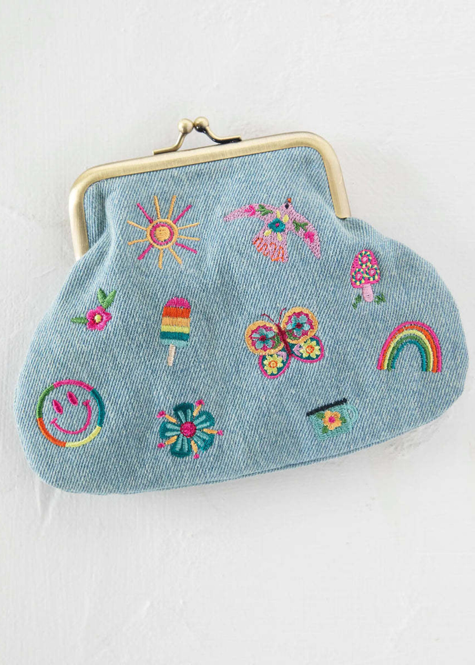 Kisslock Coin Purse Denim Icons