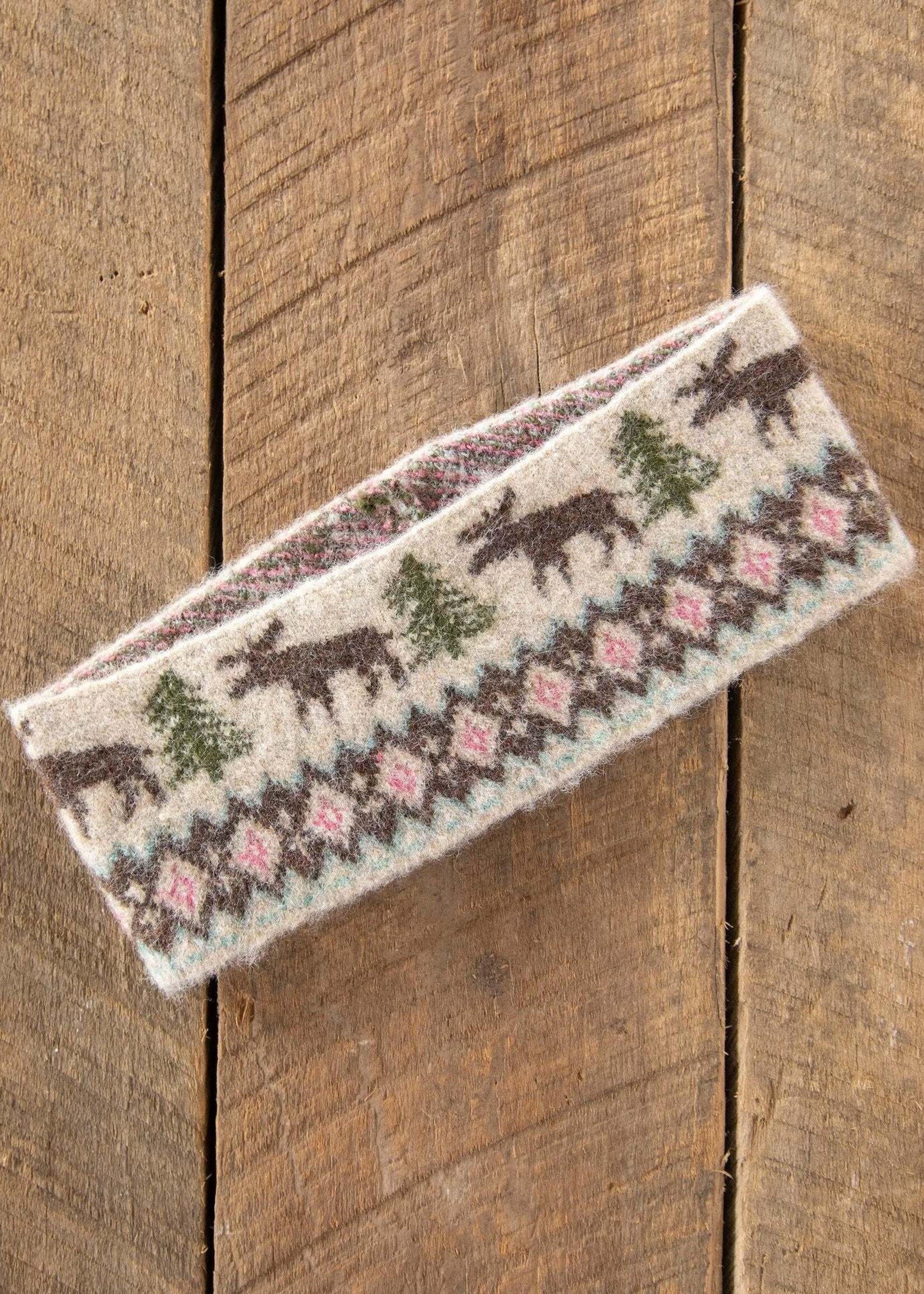 Intarsia Head Warmer Pnk Moose