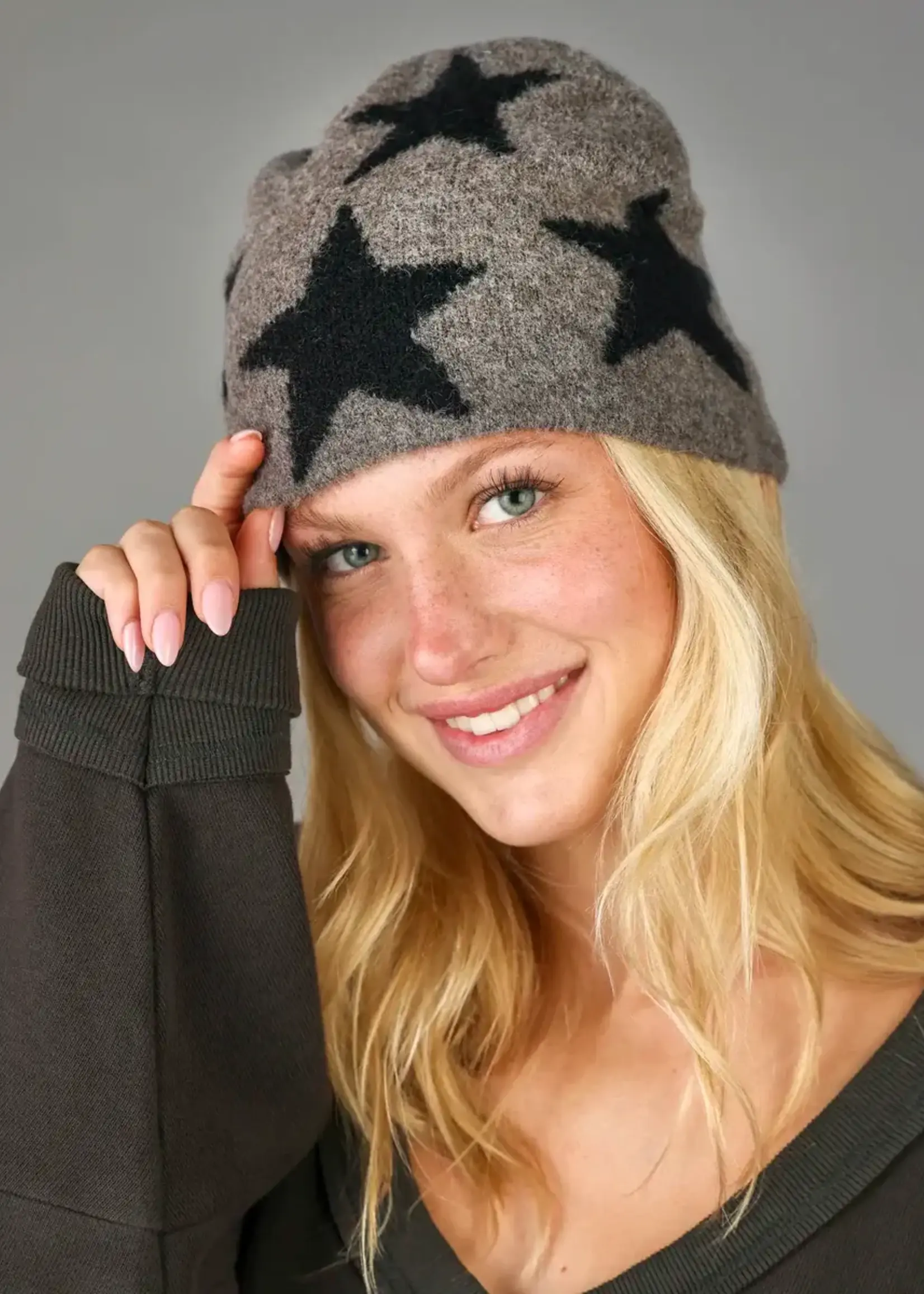 Jacquard Beanie Stone Grey Star