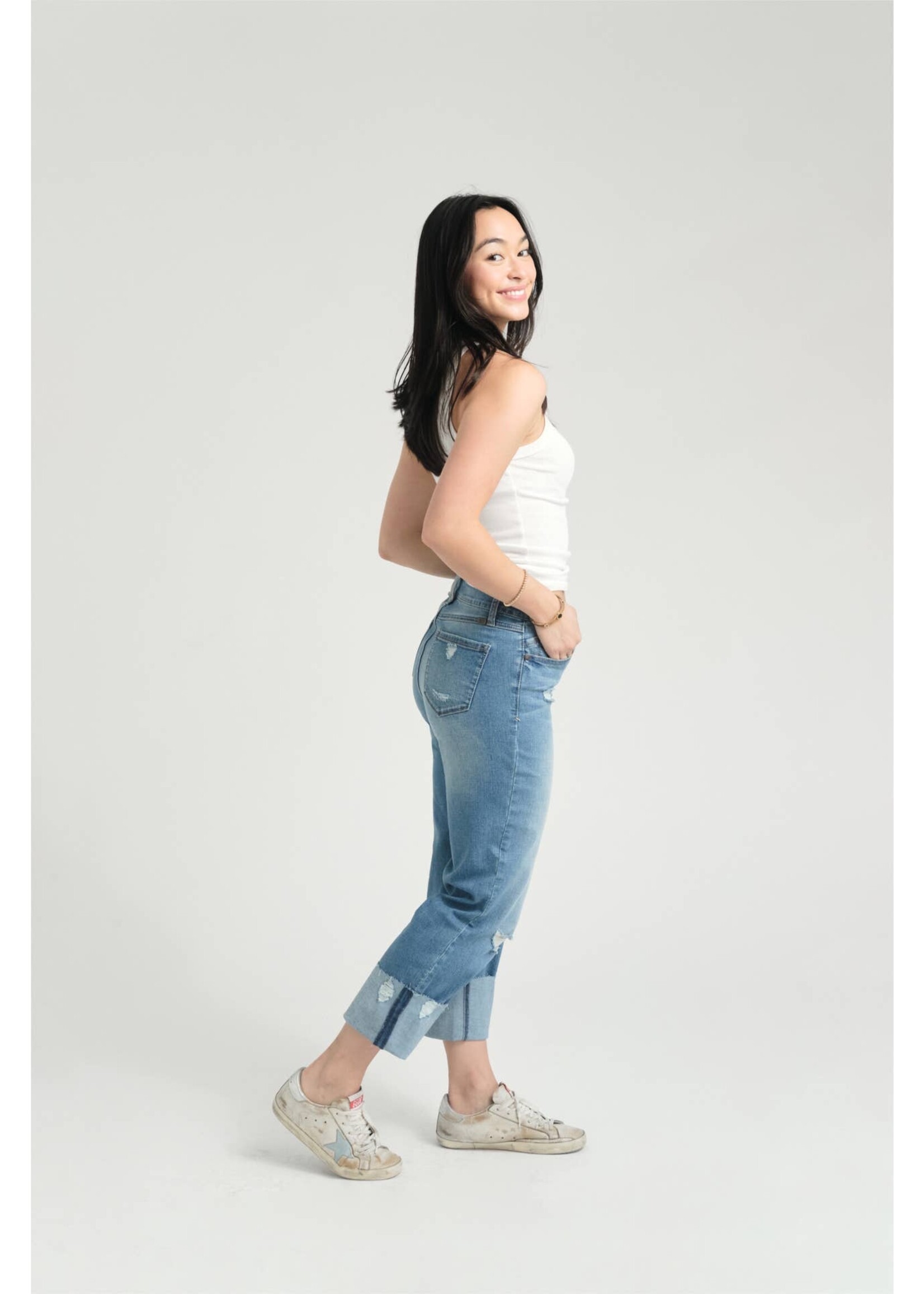 1822 Denim Cuffed Girlfriend Jean in Jaimie