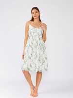 Palm Embroidered Spaghetti Strap Mini Dress