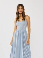 Striped Smocked Bodice Midi Dress