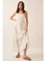 Promesa USA Crochet Lace and Crepe Paneled Maxi Dress