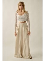 Promesa USA Linen-Blend High-Waist Gathered Wide-Leg Pocket Pants