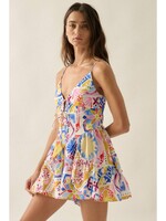 Promesa USA Tropical Floral-Print Ruffled Tie-Front Cami Romper