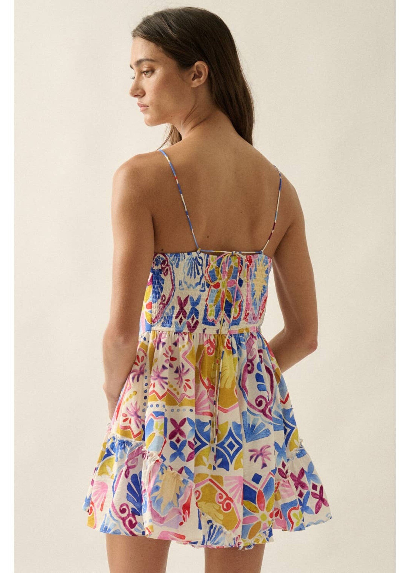 Promesa USA Tropical Floral-Print Ruffled Tie-Front Cami Romper