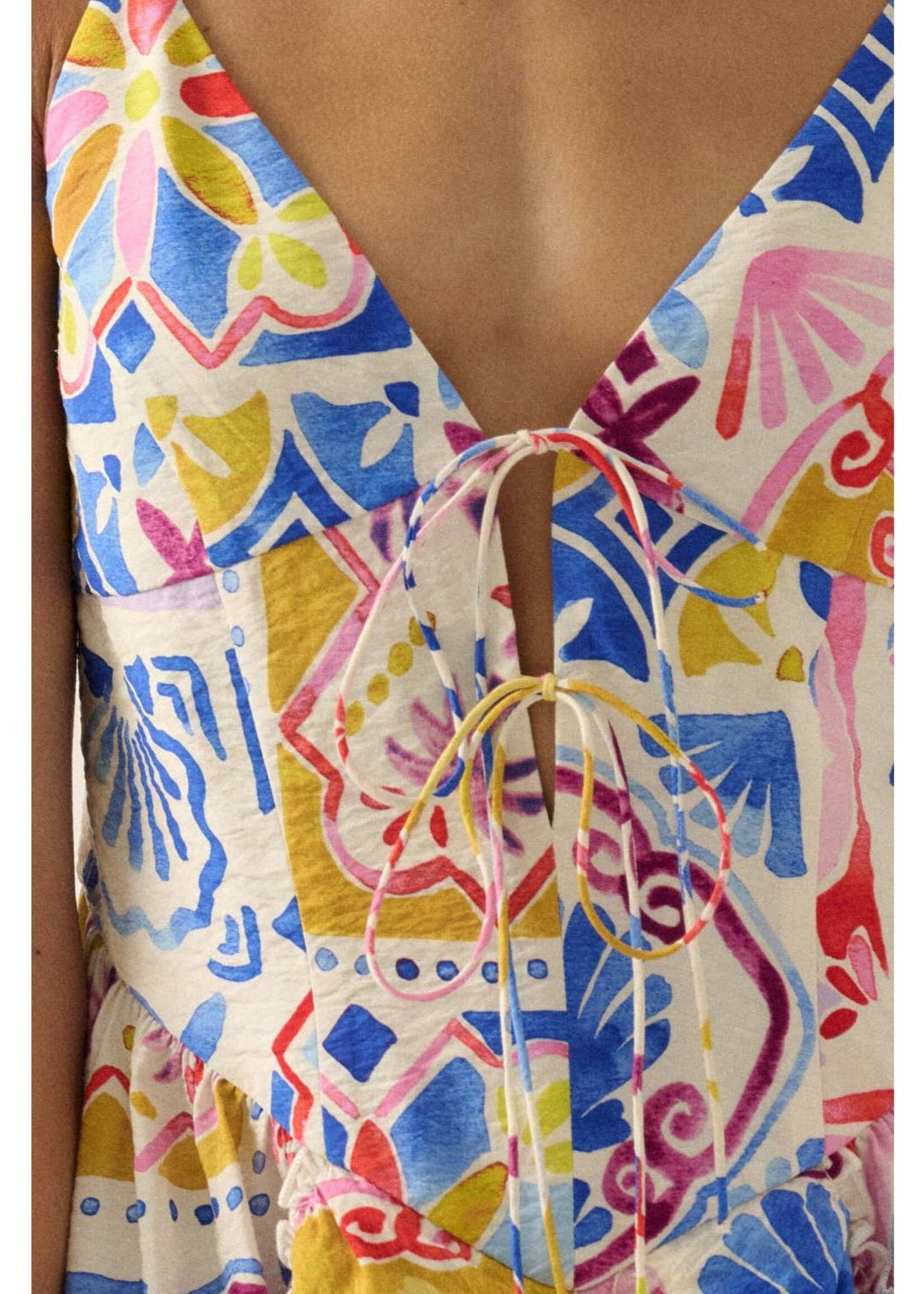 Promesa USA Tropical Floral-Print Ruffled Tie-Front Cami Romper