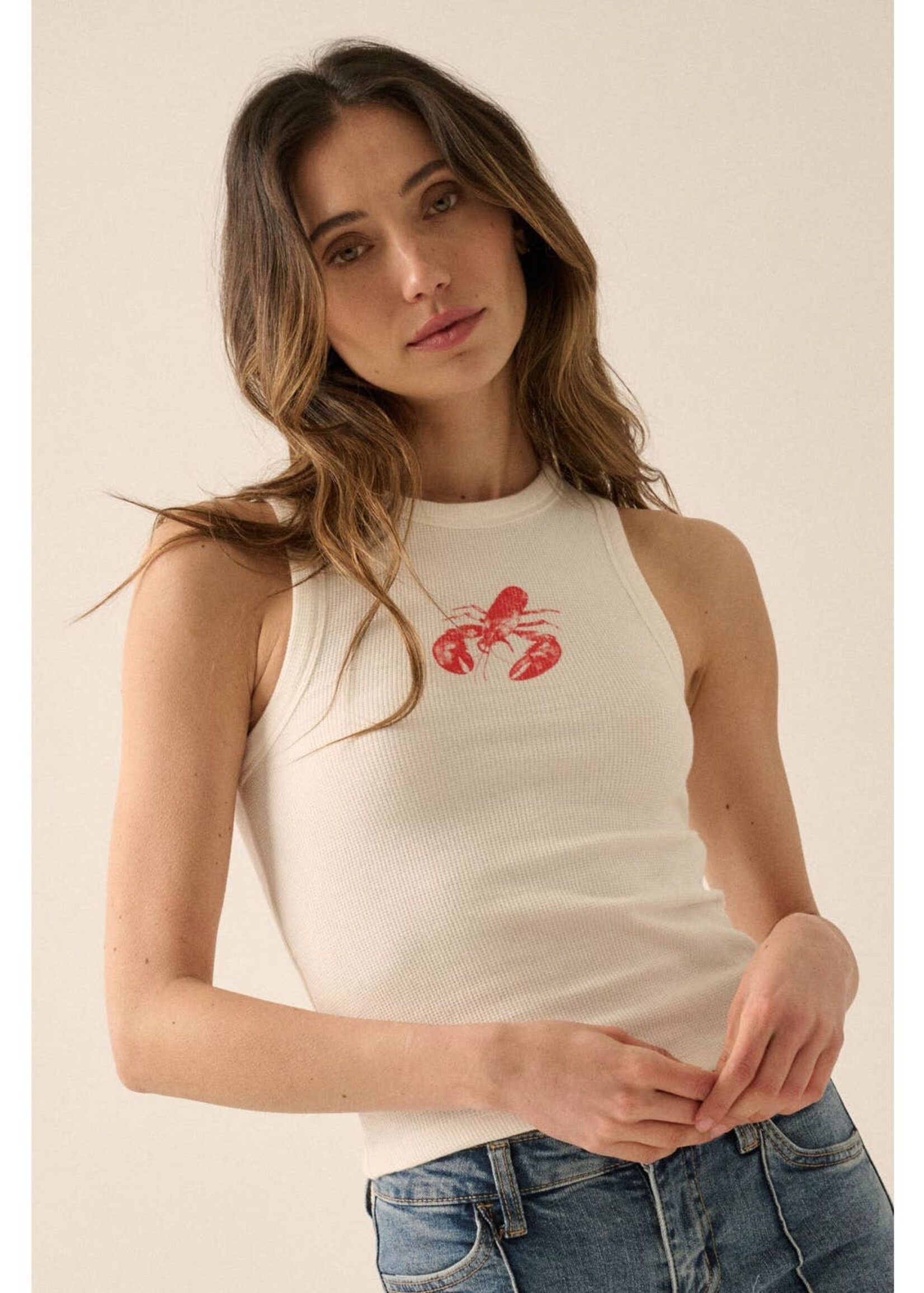 Promesa USA Lobster Vintage-Wash Graphic Racerback Tank Top