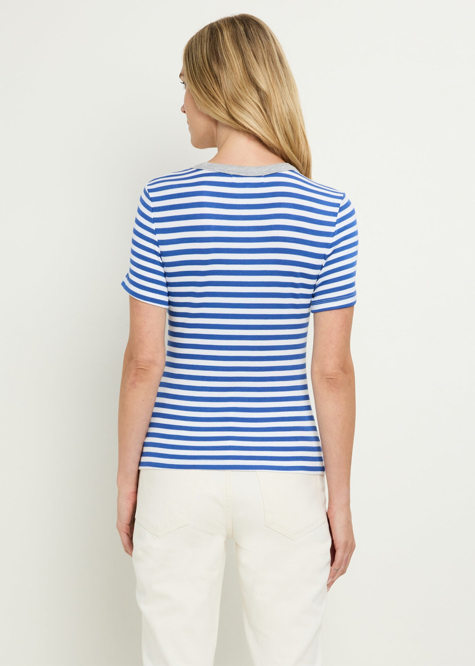 Michael Stars Jenny Ringer Tee Blue Ribbon/White
