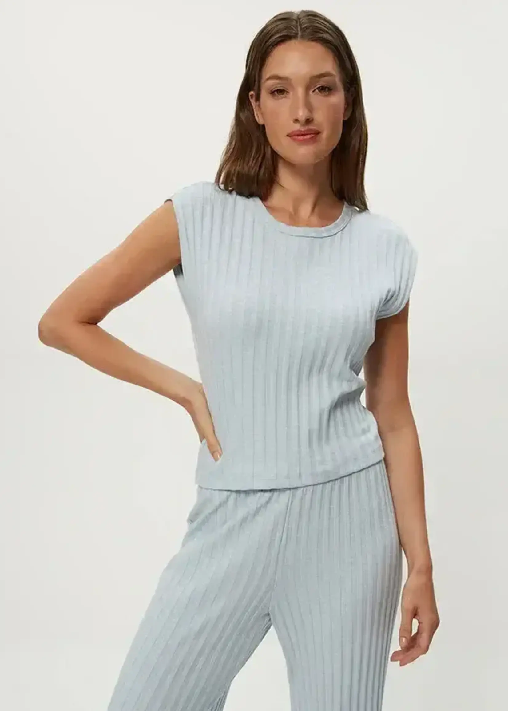 Michael Stars Jinny Power Shoulder Top Splash