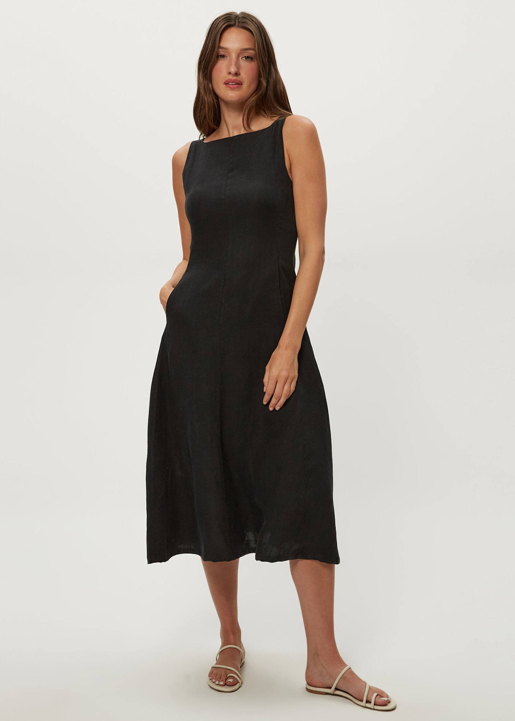 Michael Stars Palmira Fit & Flare Midi Dress Black