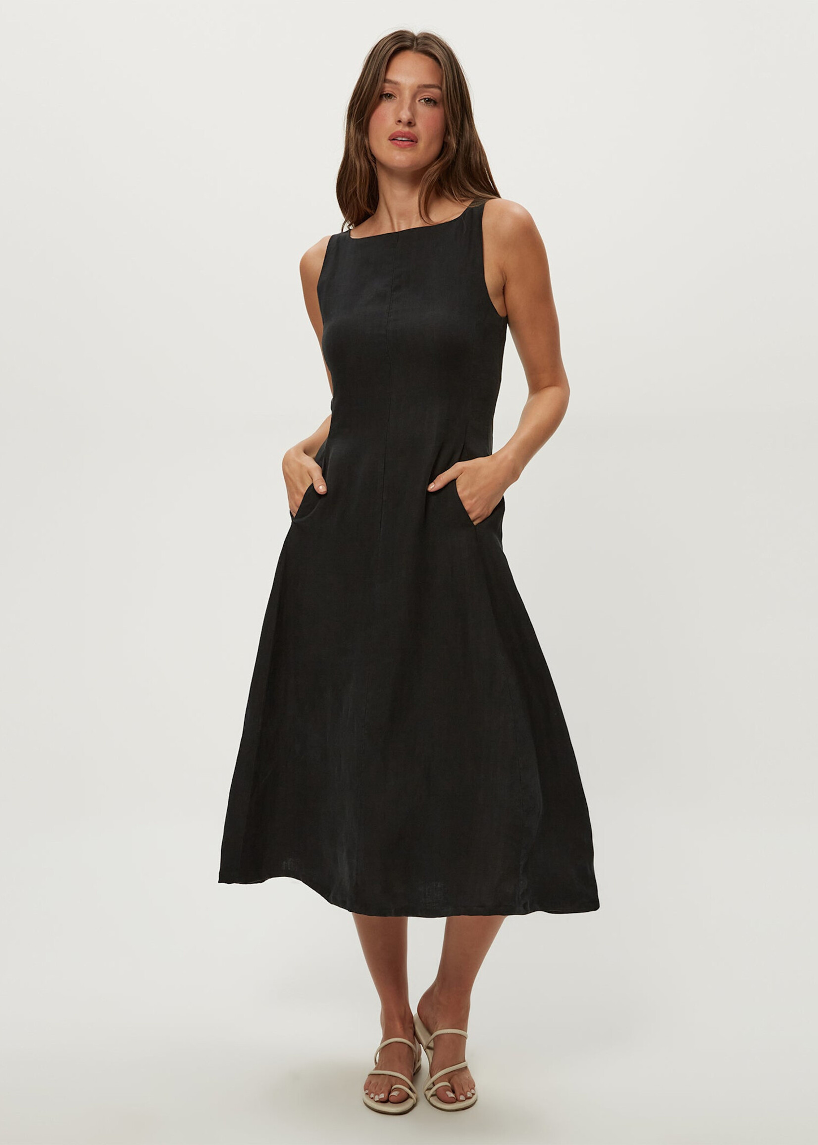 Michael Stars Palmira Fit & Flare Midi Dress Black